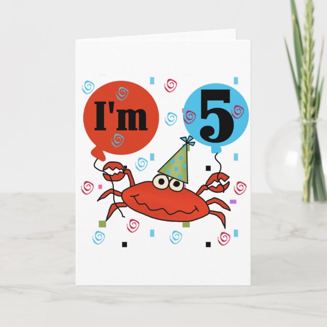 Crab 5th Birthday Tshirts and Gifts Card (Front)