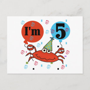 Crab 5th Birthday Tshirts and Gifts Postcard