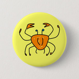 crab 6 cm round badge