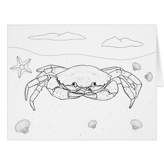 Crab Adult Colouring Big Card (Front Horizontal)