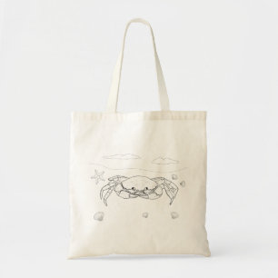 Crab Adult Colouring Tote Bag