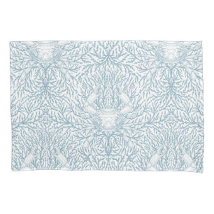 Crab and sea weed, coastal summer in white and lig pillowcase