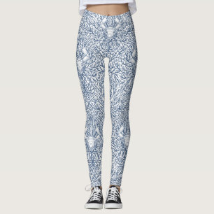 Crab and sea weed, coastal summer in white and nav leggings