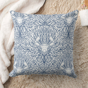 Crab and sea weed in white and navy cushion