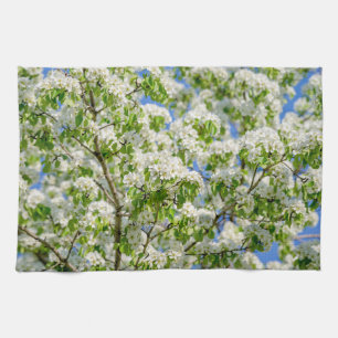 Crab apple blossom tea towel
