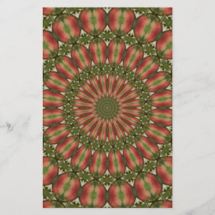 crab apple kaleidoscope red, green abstract stationery