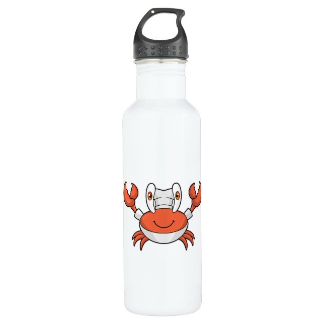 Crab as Cook with Cooking hat 710 Ml Water Bottle (Front)