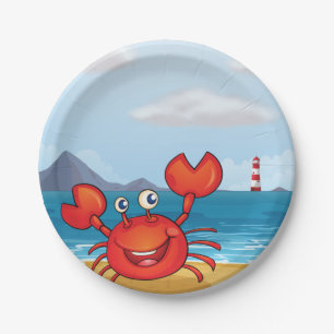 Crab At The Seashore Paper Plate