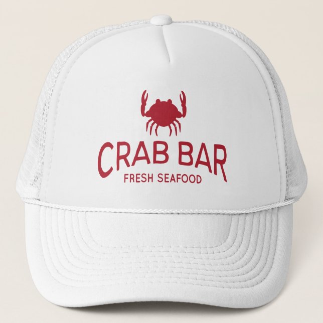 Crab Bar Fresh Seafood Logo Trucker Hat (Front)