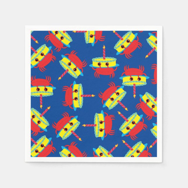 Crab Beach Birthday Party Napkin (Front)