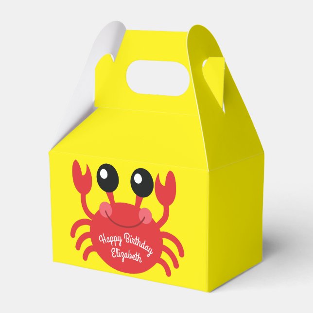Crab Birthday Party Beach Favour Box (Back Side)