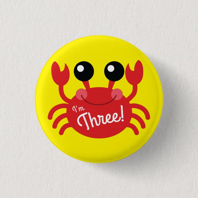 Crab Birthday Party Cute Cartoon Kids 3 Cm Round Badge (Front)