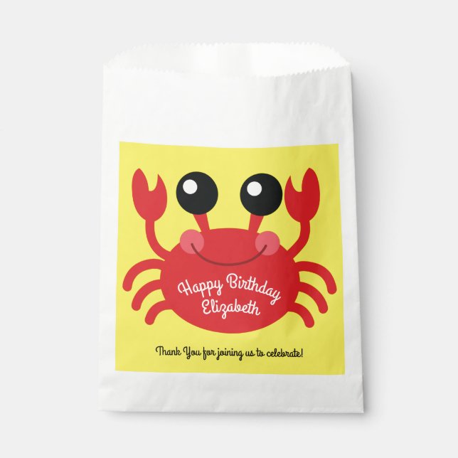 Crab Birthday Party Cute Cartoon Kids Favour Bag (Front)