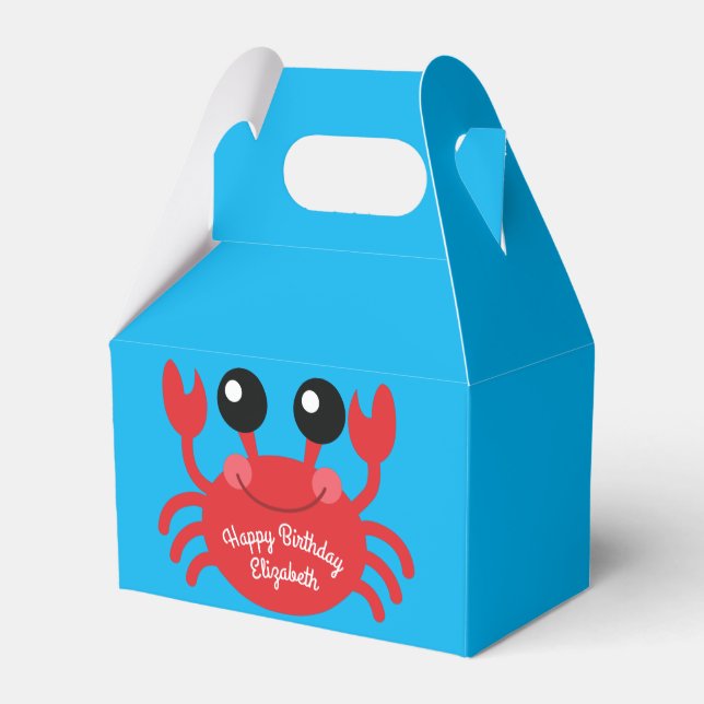 Crab Birthday Party Cute Cartoon Kids Favour Box (Back Side)