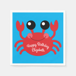 Crab Birthday Party Cute Cartoon Kids Napkin