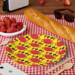 Crab Birthday Party Cute Cartoon Kids Paper Plate