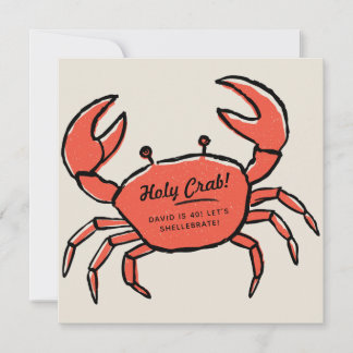 Crab Birthday Party Invitation Funny Seafood