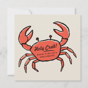 Crab Birthday Party Invitation Funny Seafood