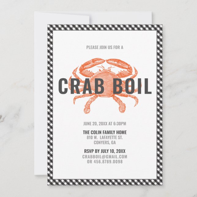 Crab Boil Dinner Party  Invitation (Front)