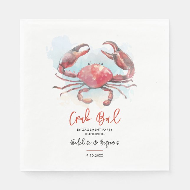 Crab Boil Engagement Seafood Party Paper Napkin (Front)
