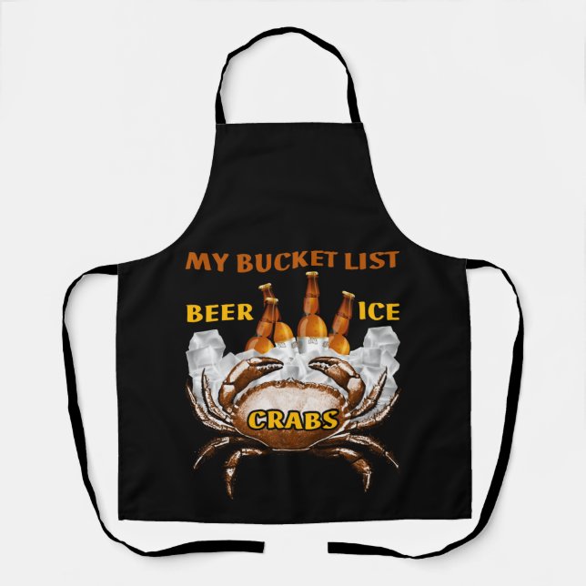 Crab Boil Gift Seafood Bucket List Beer Ice Crabs Apron (Front)
