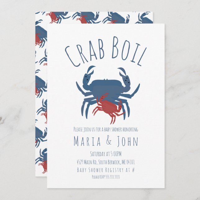 Crab Boil Party  Baby Shower Crawfish Invitation (Front/Back)