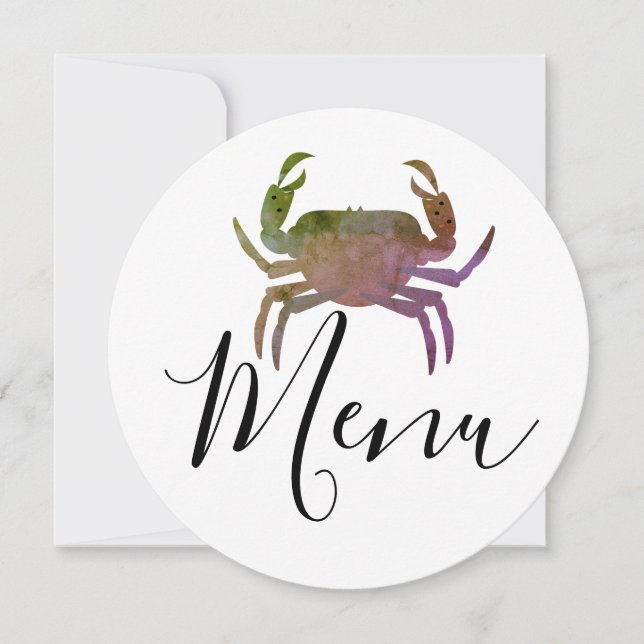 Crab Boil Seafood Beach Wedding Round Menu (Front)