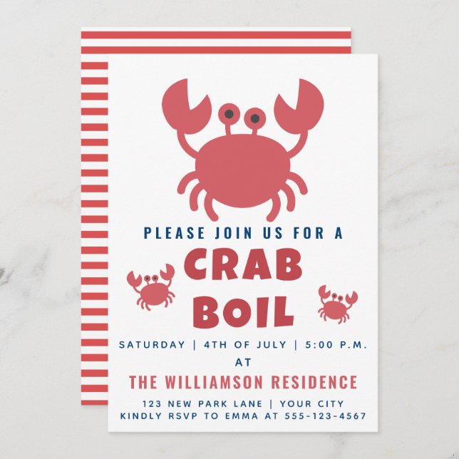 Crab Boil | Summer Party / 4th of July Invitation (Front/Back)
