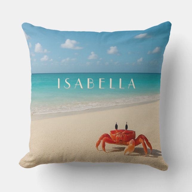 Crab by the Coast – Custom Name Pillow (Front)