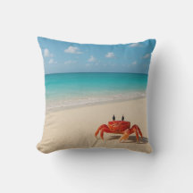 Crab by the Coast – Outdoor Throw Pillow (16x16)