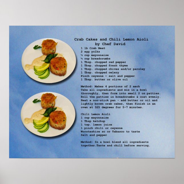 Crab Cakes Recipe Poster (Front)