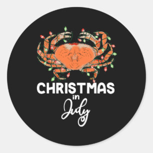 Crab Christmas In July Summer Beach Vacation Nauti Classic Round Sticker