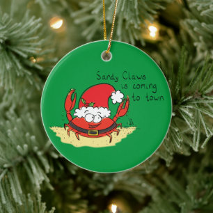 Crab Christmas Tropical Funny Ceramic Ornament
