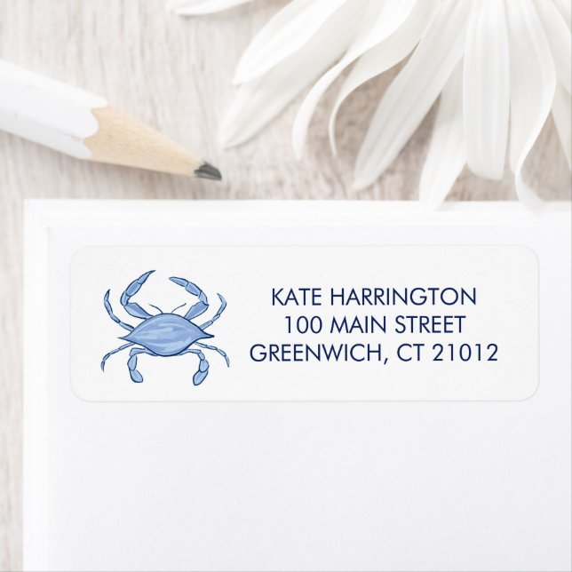 Crab Coastal Chic Return Address Label (Insitu)
