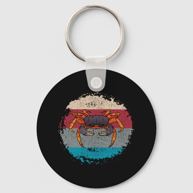 Crab Crabbing Retro Key Ring (Front)