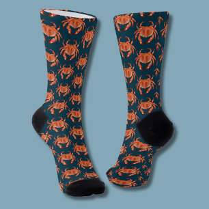 Crab crustacean pattern socks