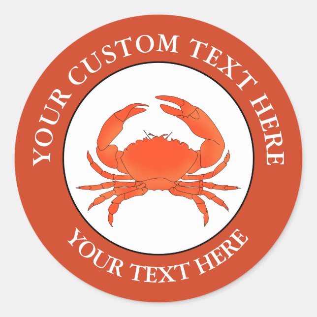 Crab Custom Text Logo Icon 3" Classic Round Sticker (Front)