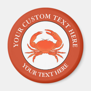 Crab Custom Text Logo Icon Button Magnet