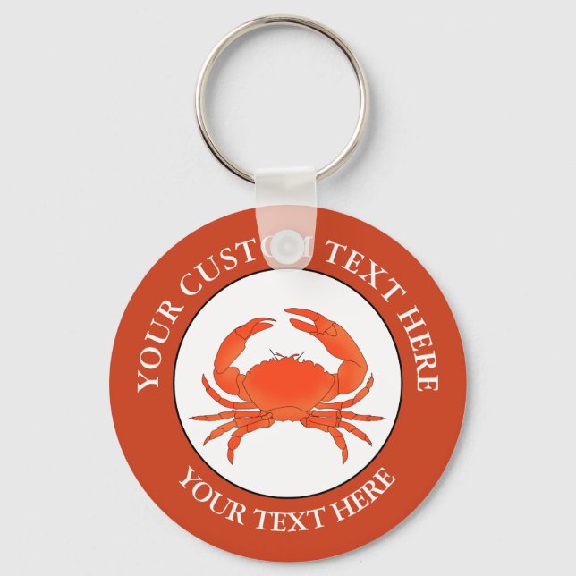 Crab Custom Text Logo Icon Keychain (Front)