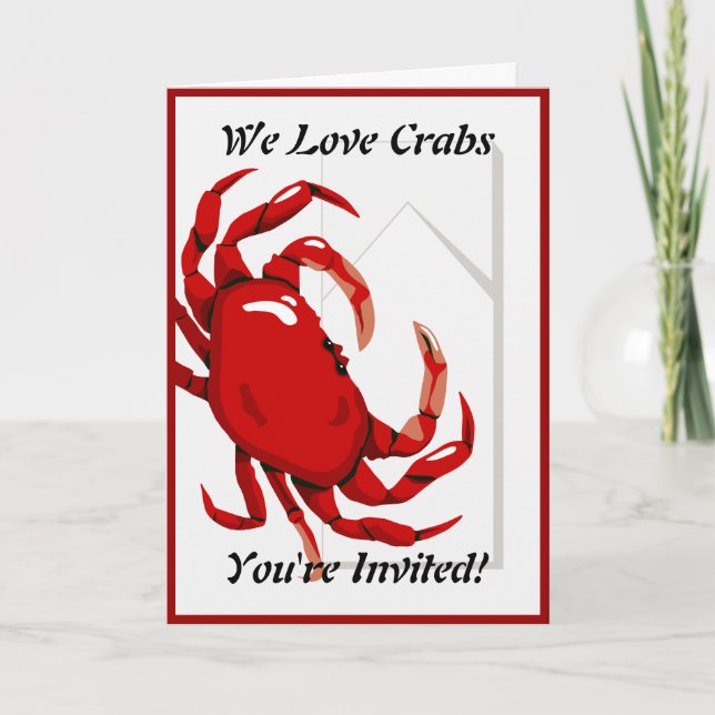 Crab Dinner Invitation Greeting Card (Front)