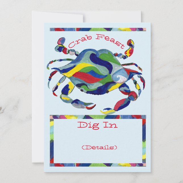 Crab Feast Invitation Watercolor Whimsical (Front)