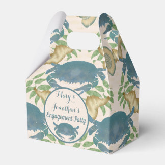 Crab Feast-Watercolor Blue Crabs, Engagement  Favour Box
