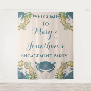 Crab Feast-Watercolor Blue Crabs, Engagement Tapestry