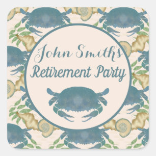 Crab Feast-Watercolor Blue Crabs, Retirement Square Sticker