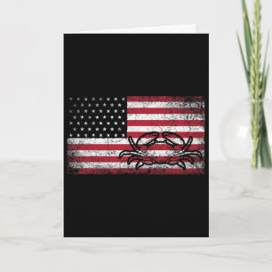 Crab Fisherman American Flag 4th Of July T Shirt C Card