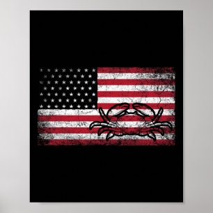Crab Fisherman American Flag 4th Of July T Shirt C Poster