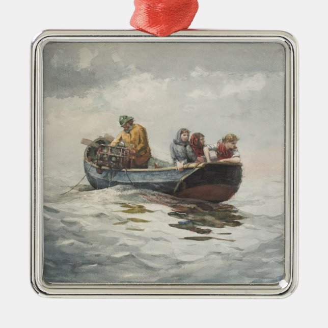 Crab Fishing (by Winslow Homer) Metal Ornament (Front)