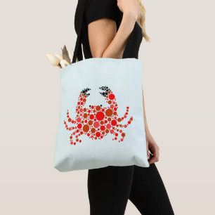 Crab In Dots Tote Bag