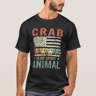 Crab Is My Spirit Animal Vintage American Flag Gra T-Shirt