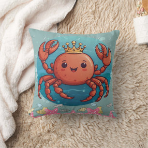 Crab King Princess in blue Cushion